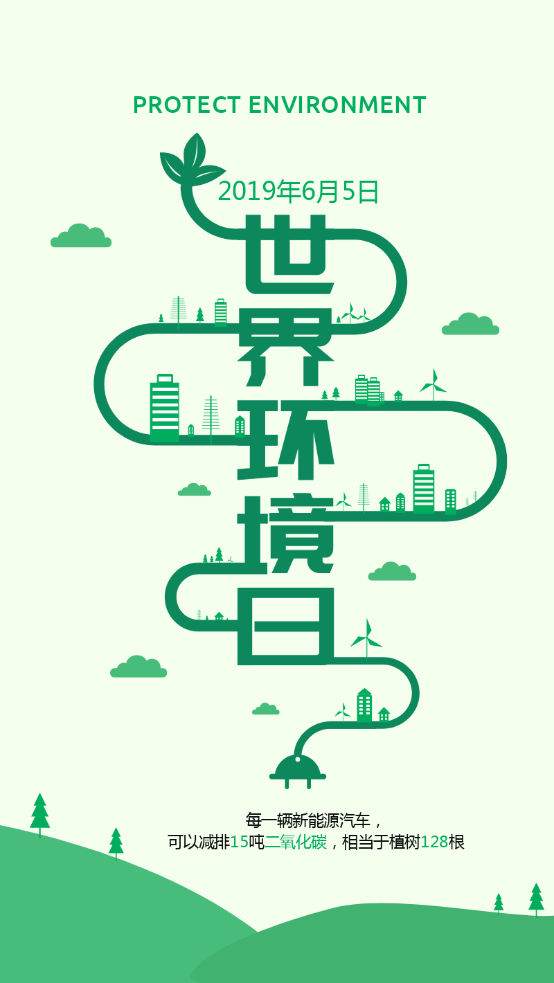 小清新世界环境日手机海报在线设计模板