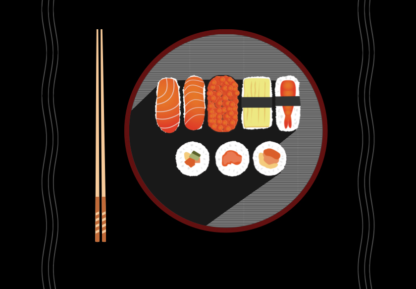 卡通菜单设计制作，美味的日式寿司