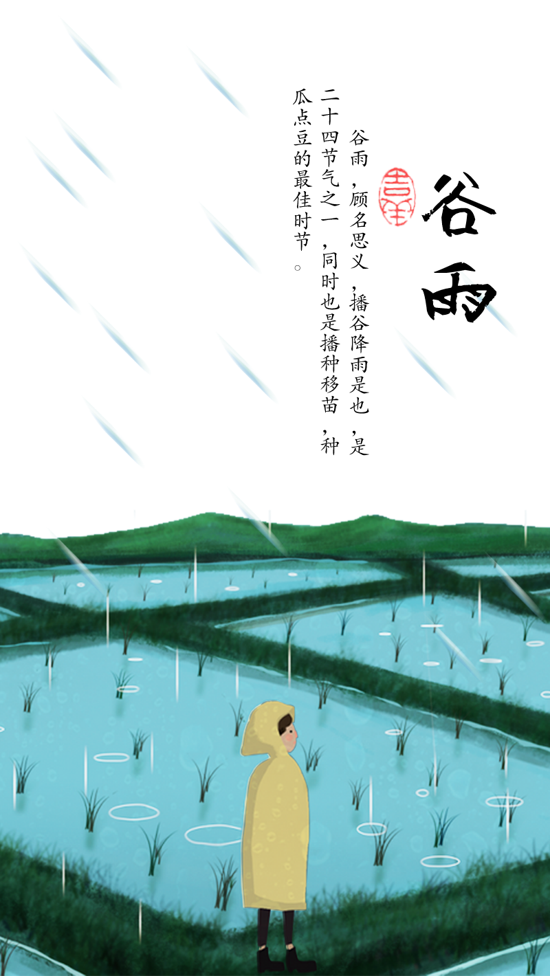 清新谷雨手机海报在线设计素材