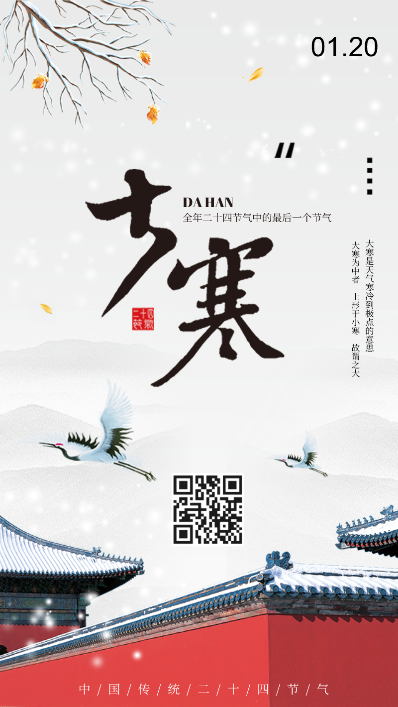 中国风传统节气大寒海报