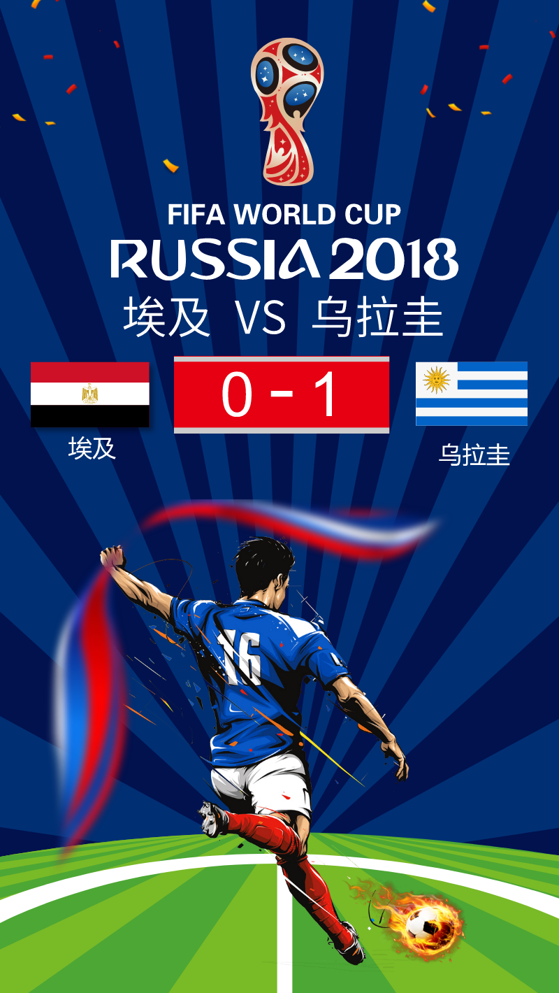 世界杯埃及0-1乌拉圭手机海报素材图片