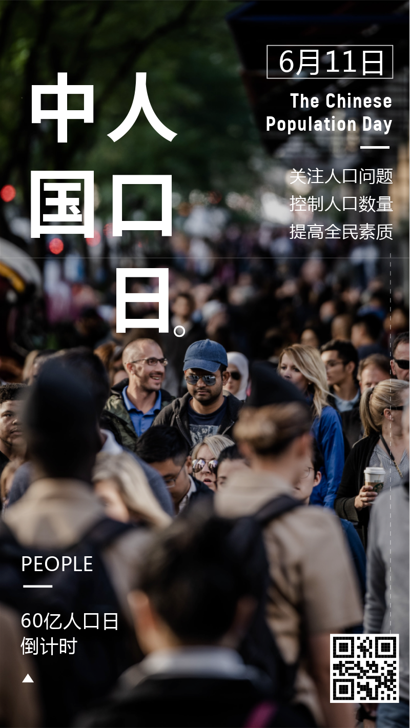 中国人口日手机海报