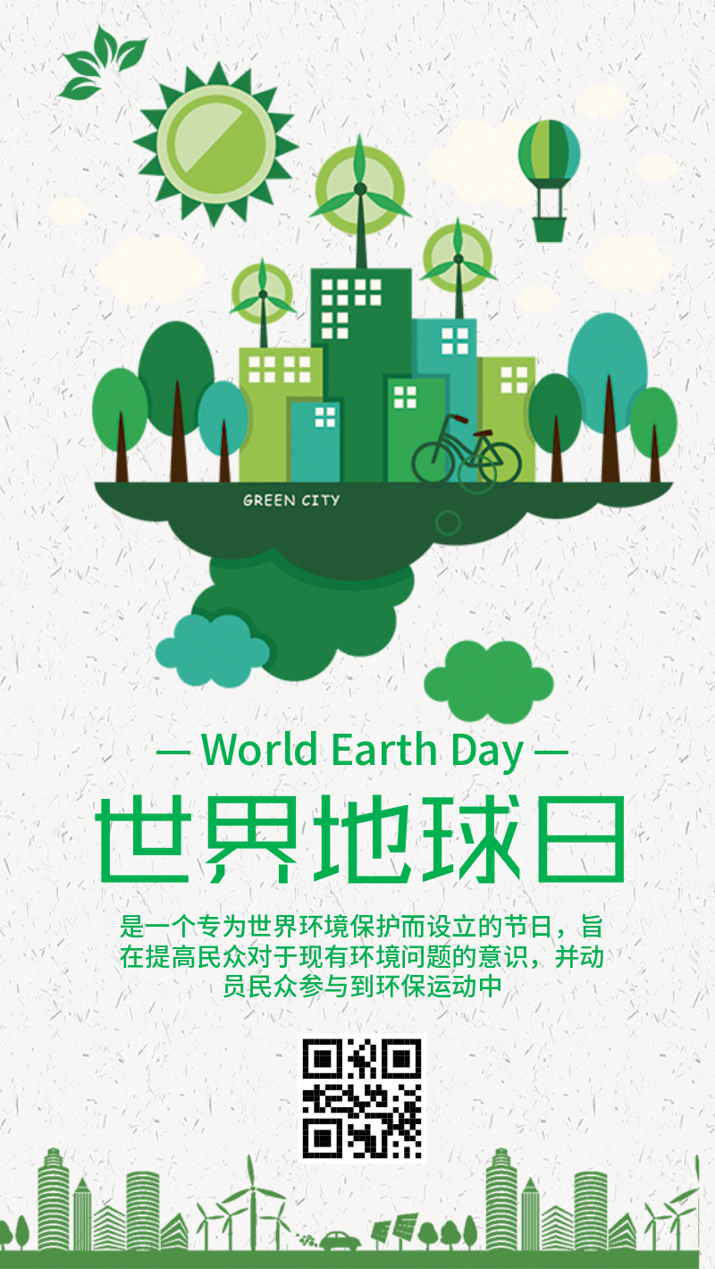 绿色扁平世界地球日海报