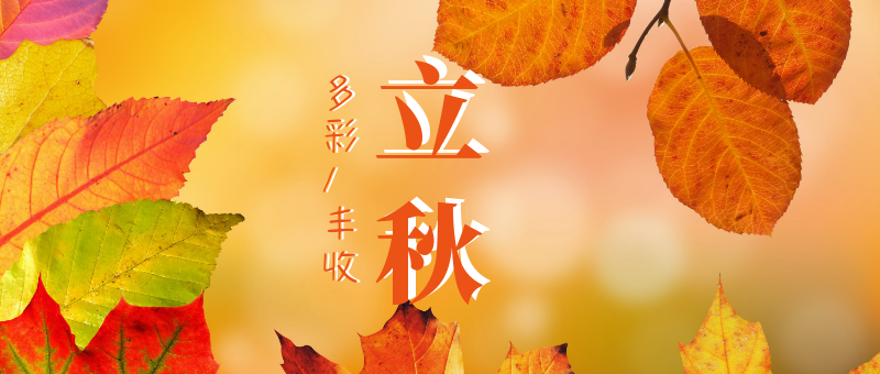 立秋多彩叶子暖色丰收微信首图设计